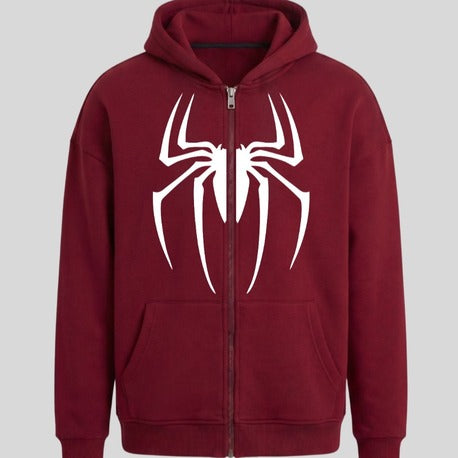Spider-Web Fermuarlı Hoodie