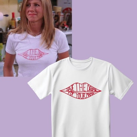 Friends Rachel "Save The Drama For Your Mama" T-Shirt | Beyaz Renk