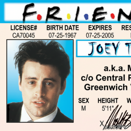 Friends Joey Tribbiani Kimlik Kartı